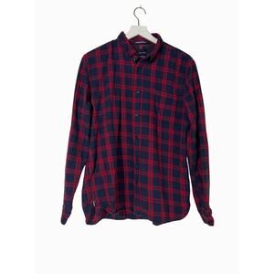 Denim & Flower Shirt Men's XL Flannel Casual button Down Red/Blue Plaid